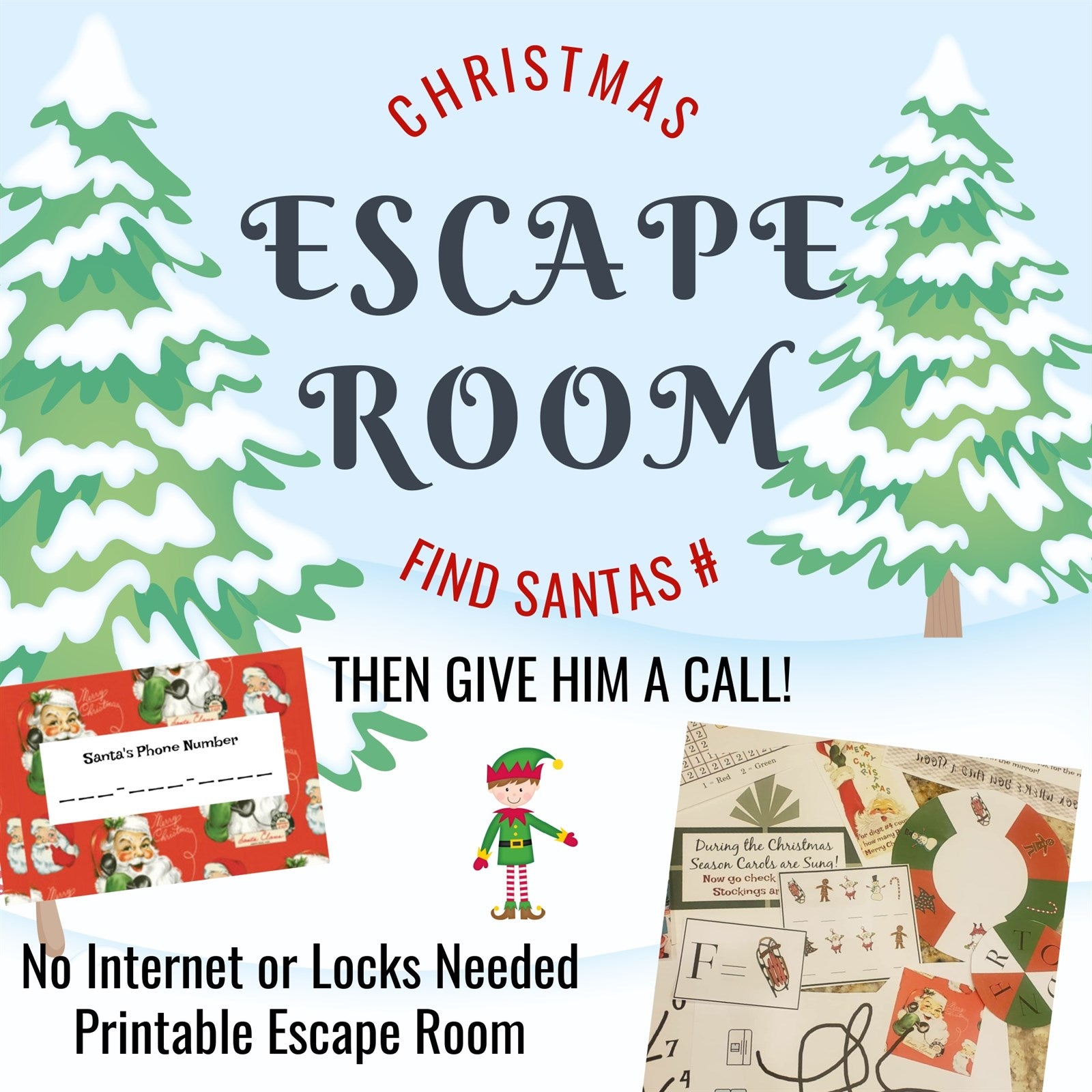 christmas escape room game / call santa printable